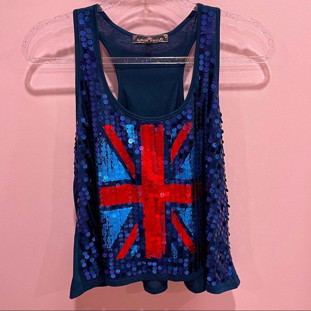 UK Sequined Flag Blue Tank Top